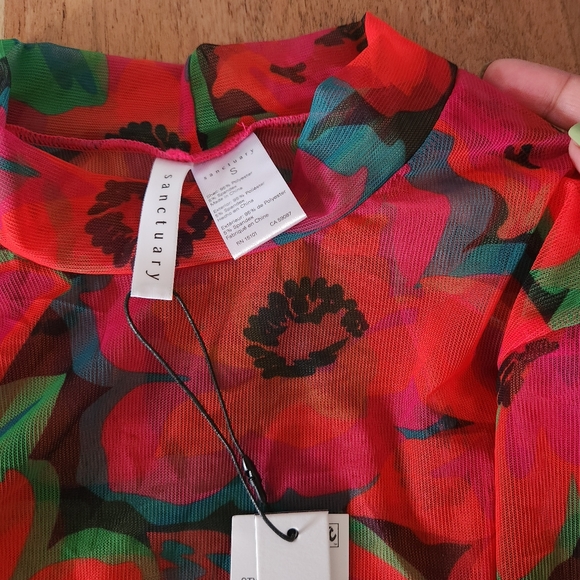 New Sanctuary Mock Neck Swim Cover Dress with Side Slits Savage Gardener - Picture 2 of 7